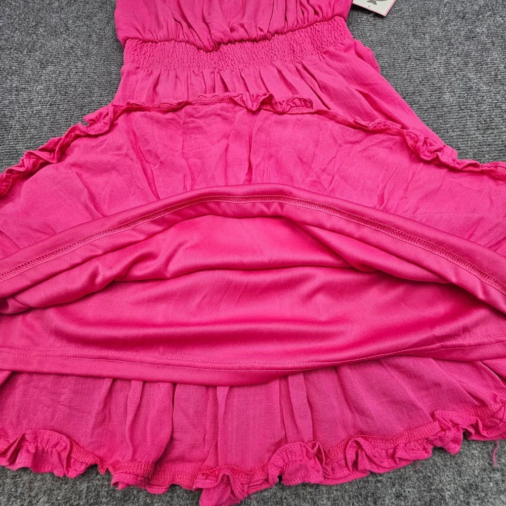 Rare Editions Sundress Girls Size 14 Tropical Punch Fuchsia Smocked Ruffle Dress
